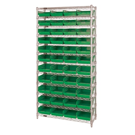 Quantum Storage Systems Shelf Bin Wire Shelving System WR12-108GN